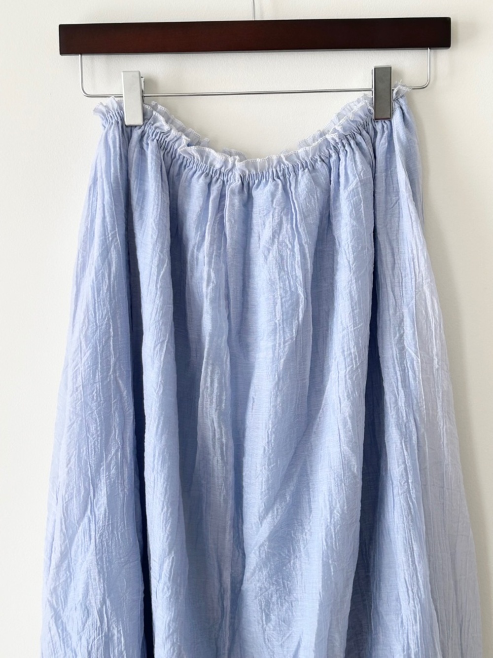 Light Blue Gauzy Ruffle Hem Maxi Skirt - Picture 8 of 16
